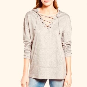 CASLON LACE UP HEATHER OVERSIZED HOODIE